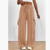 Women  Cargo Pants Fashion Casual High Waist Pockets Trousers Solid Drawstring Sweatpants Loose Straight Pants Streetwear