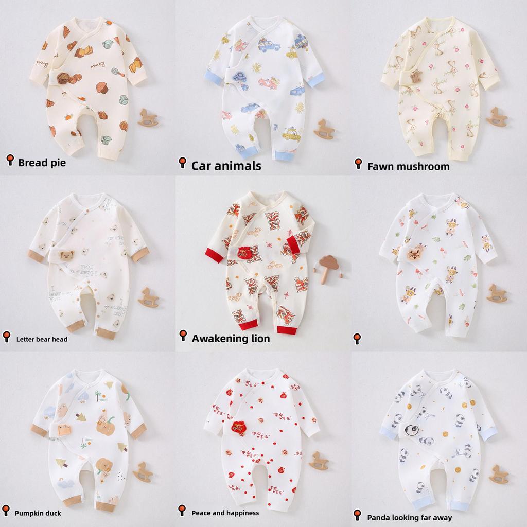 Newborn Cotton Butterfly Romper With Magic Tape Closure For Infant Daily Wear