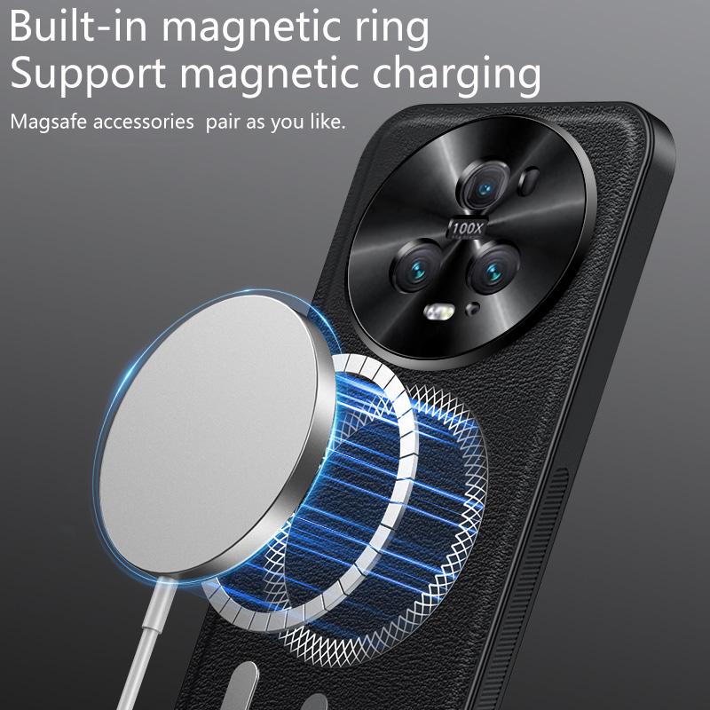 For Honor Magic 5 and Magic 5 Pro Case Magnetic Elegant Leather Wear-Resistant Lens Fully Covered Non-Slip Grip Edge Cover Shell