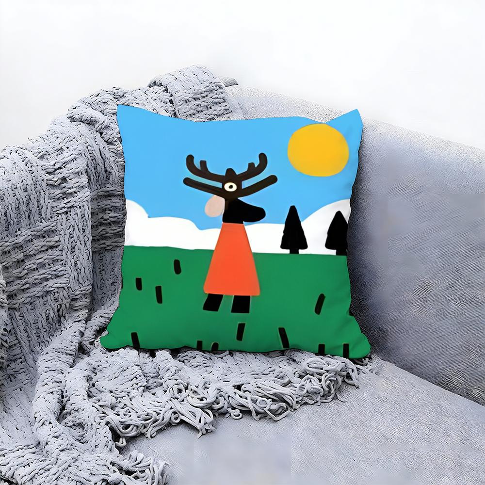 Artistic Floral Illustration Cushion Cover Premium Comfort Reversible Pillow Cove Two in One Design for Any Room  Car Interior