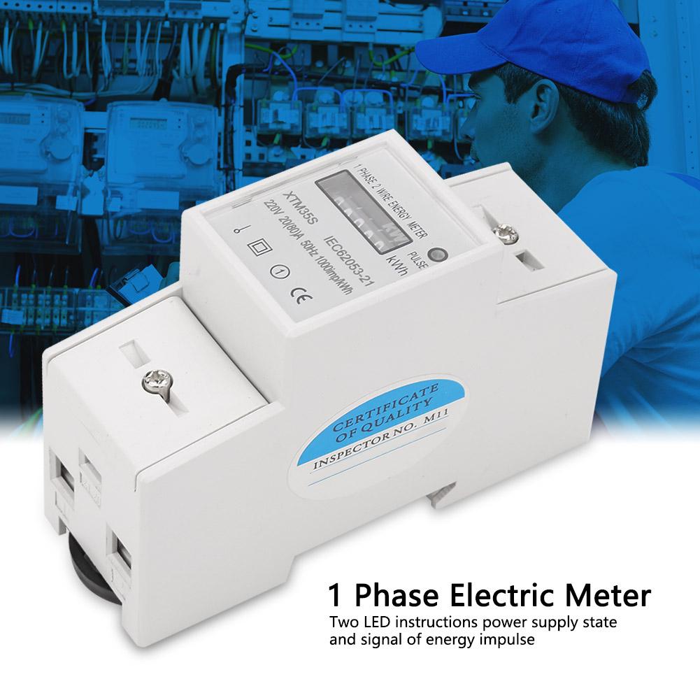 Single Phase Energy Meter, 220V Digital Electricity Meter Easy Installation for Apartments, Rental Houses, Schools