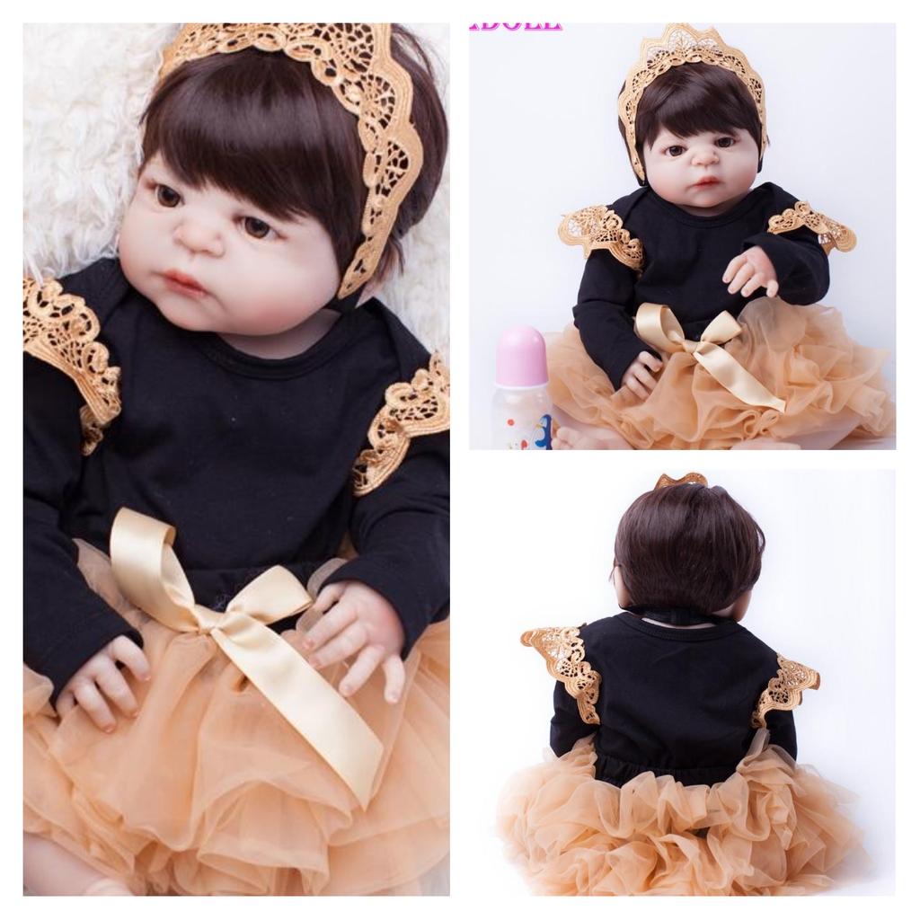 55 см полностью силиконовая кукла реборн для девочек, как настоящие длинные волосы, платье принцессы для малышей Bebe, Boneca, подарок на день рождения