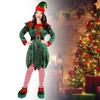 Восхитительный костюм эльфа для рождественской вечеринки для женщин с длинными рукавами и праздничным видом
