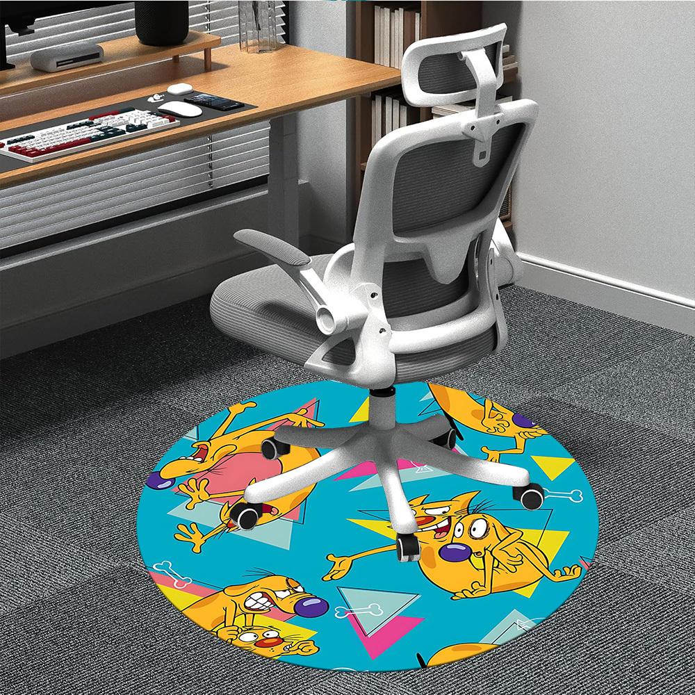 1pc CatDog Office Round Area Rug, Bedroom Living Room Home Decor, Room Deco, Offic a1016081
