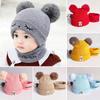 Windproof Baby Beanie Cap Ear Protection Hat Scarf Set Winter Kids Knitted Hat  Toddler