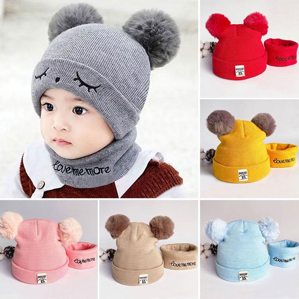 Windproof Baby Beanie Cap Ear Protection Hat Scarf Set Winter Kids Knitted Hat Toddler