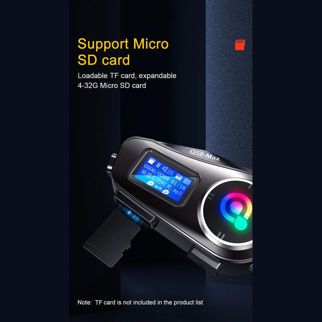 Q58 Max Беспроводная мотоциклетная гарнитура для внутренней связи с шумоподавлением для двух гонщиков, которые разговаривают одновременно