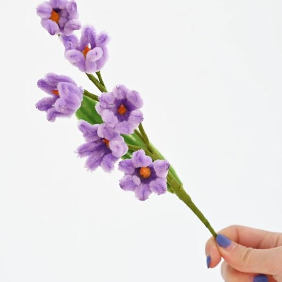 Pipe Cleaner Flower Handmade Craft Soft Furry Hand-Twisted Texture Fake Flower Home Decor Photo