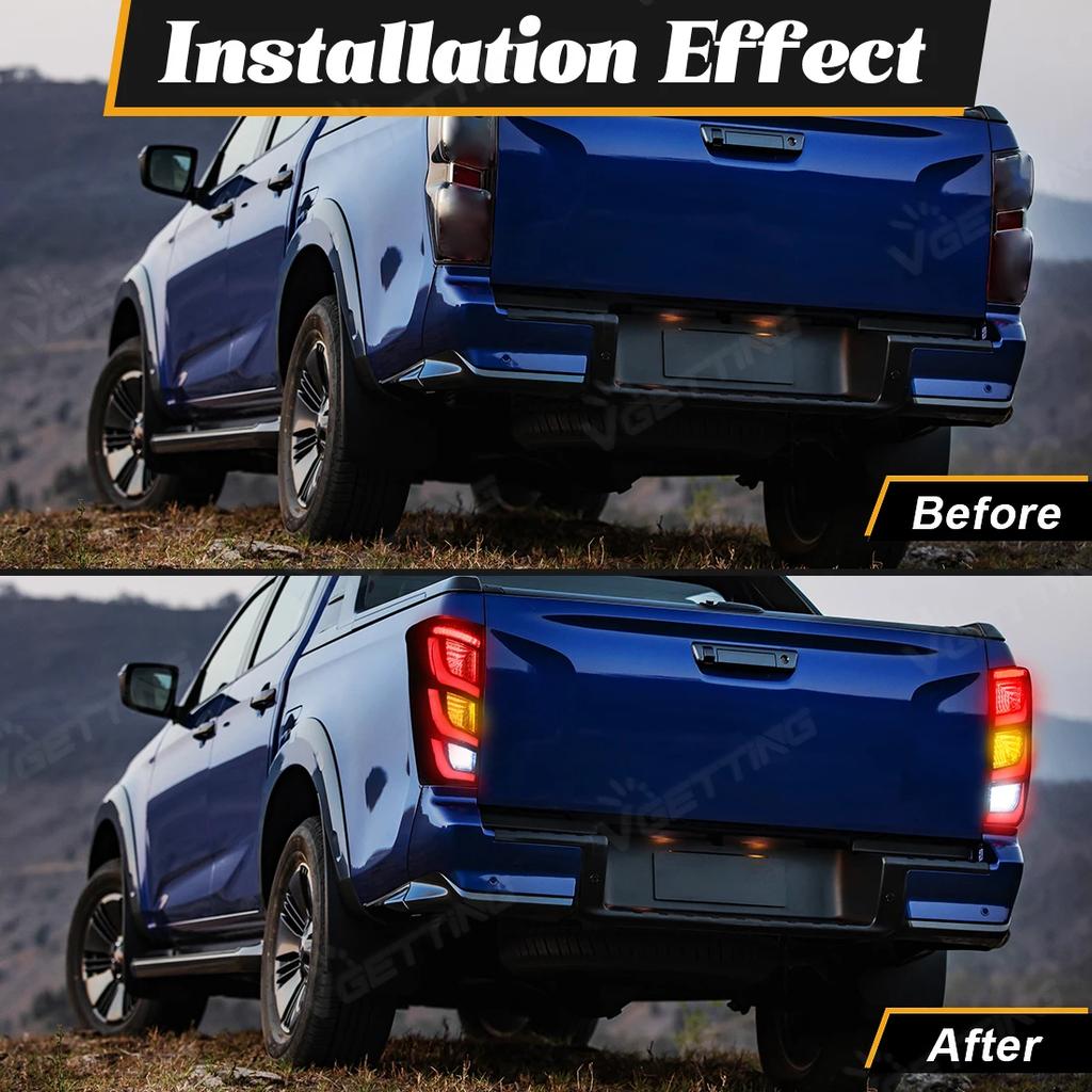 1 пара светодиодной сборки задних фонарей для автомобиля Isuzu Dmax D-max 2021 2022 2023 2024 Задний указатель поворота, стоп-сигнал, фонарь заднего хода, задний фонарь 12 В