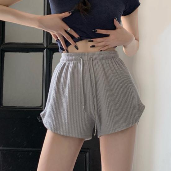 Женские летние шорты с завязками, высокой эластичной резинкой на талии, однотонные, трапециевидные, мягкие дышащие тонкие свободные пляжные спортивные шорты для бега