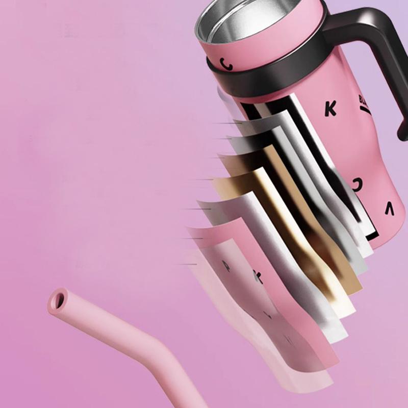 Чашка для воды большой емкости из нержавеющей стали, термос для перерыва на чай, кофейная чашка с ручкой, соломенная бутылка для льда