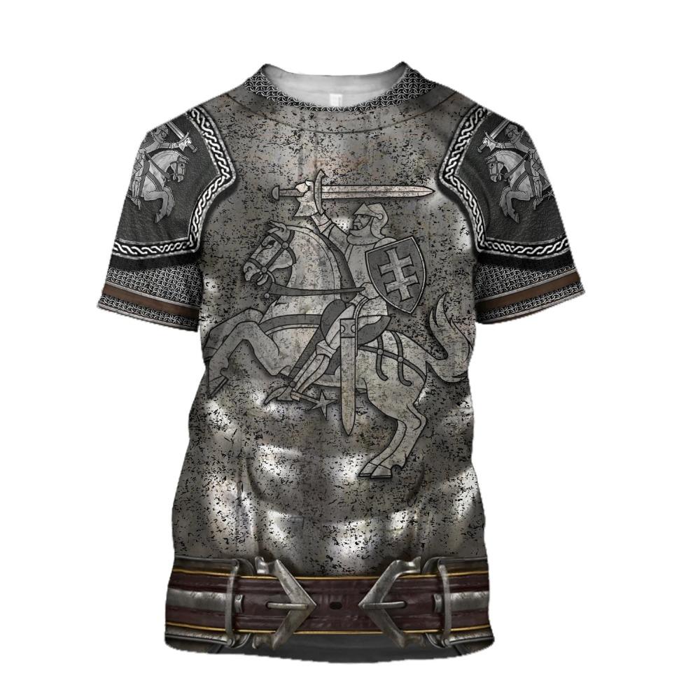 Tshirts Knight Medieval Armor 3D Print T Shirt Kids Round Neck Summer Fashion T-shirt Boy Girl Unisex Hip Hop Loose clothing
