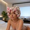 Шапка для сна с леопардовым принтом, Бант, 3D-декор в виде кошачьих ушей, Регулируемая, Не вызывает пушистость, Двухслойная, С атласной подкладкой, Шапка для защиты волос