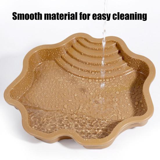 Reptile Bathing Pool Large Tortoise Feeding Dish Water Bowl with Ramp Aquarium Ornament for Lizard Gecko Snake Turtle Bearded Dragon