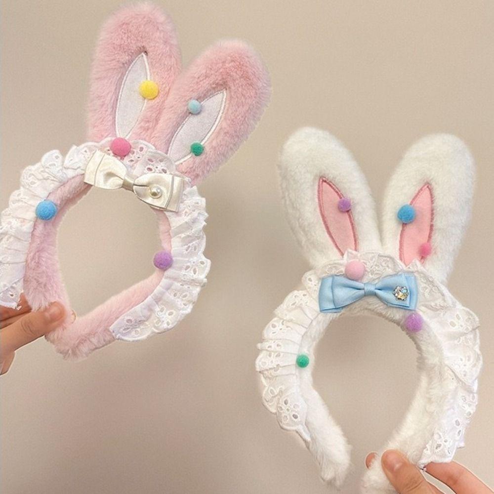 Нескользящая повязка на голову Клубничные кроличьи ушки Пучок для волос Милые аксессуары для волос Универсальная