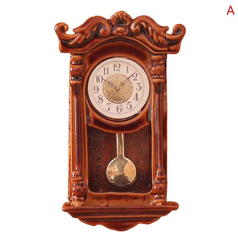 1:12 Dollhouse Miniature Wall Clock European Vintage Clock Furniture Decor Toy