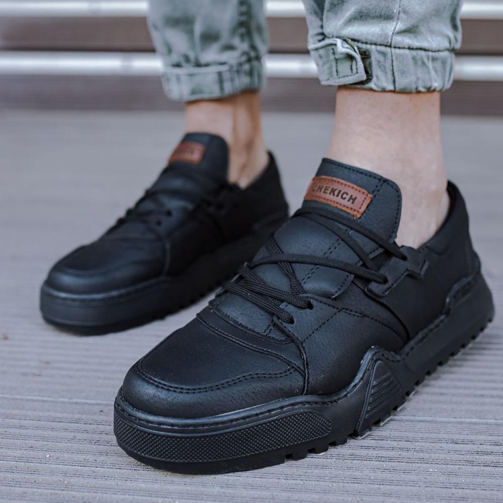 Chekich Мужская обувь Кроссовки черного цвета на шнуровке Весенне-осенние сезоны Дышащая повседневная замша с высокой подошвой Новое поступление Гибкая беговая обувь CH067