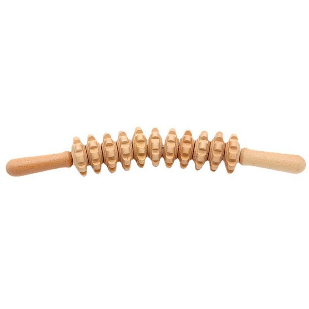 Wood Grooved Gear Curved Massage Stick Multi-Functional Trigger Point Massager  Legs