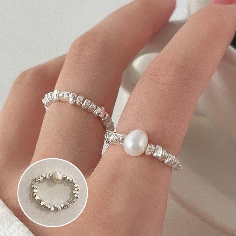 Винтажное посеребренное кольцо из серебра 925 пробы с жемчугом, открытое, для женщин