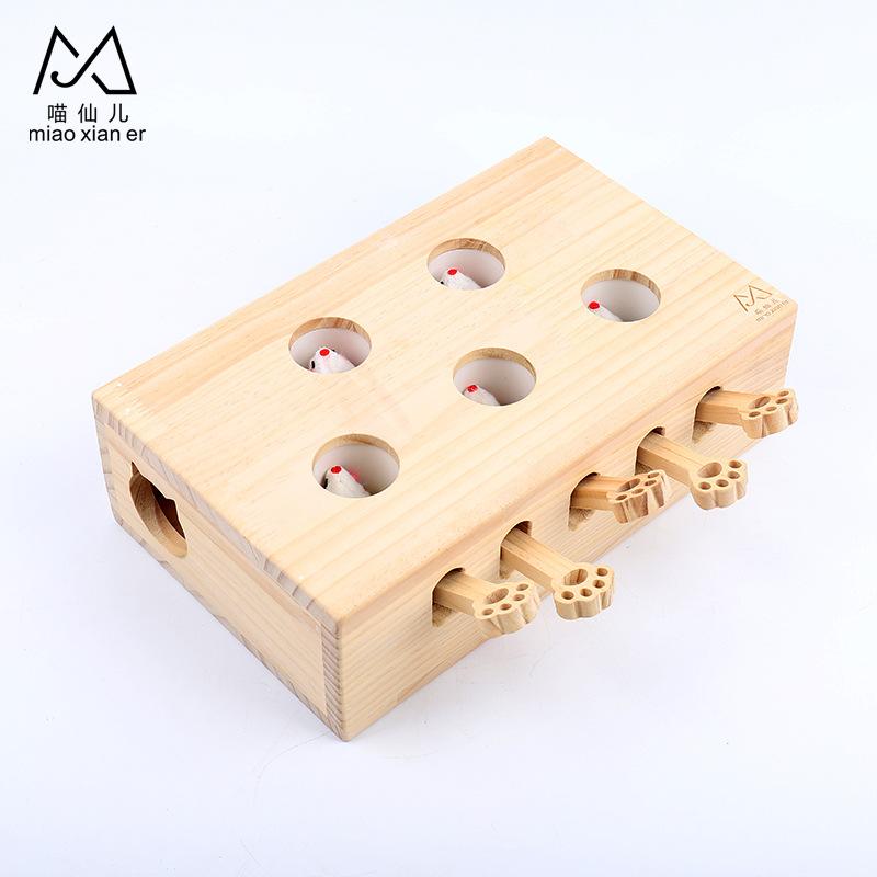 Игрушки для кошек Интерактивные игрушки из цельного дерева «Бей крота» для домашних кошек Игра «Поймай мышей» для котят