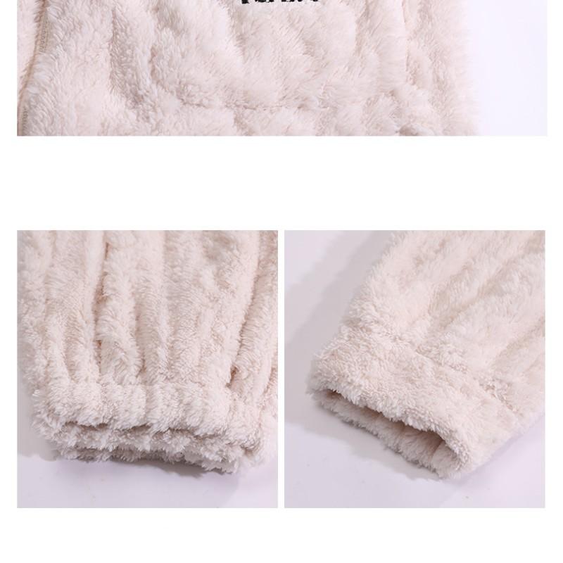 Female Autumn and Winter Coral Velvet Home Clothes Flannel Thickened Winter Plus Velvet Warm Can Be Worn Outside Loose Pajamas Set