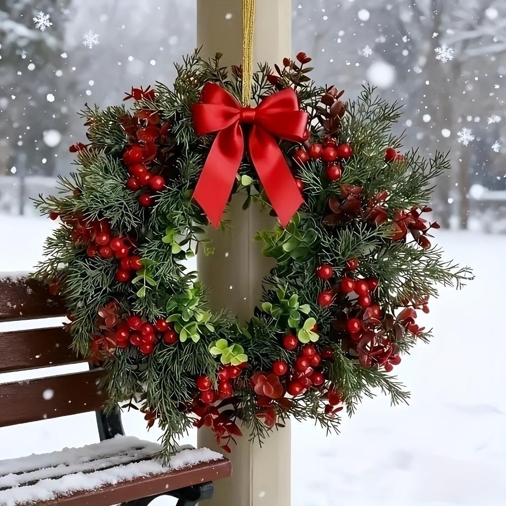 Elegant Xmas Artificial Garland Realistic Design Evergreen Pine Wreath Xmas Holiday