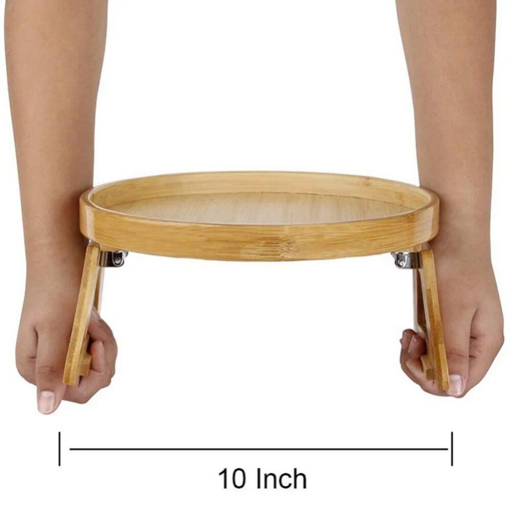 Диван из натурального бамбука, подлокотник, круглый поднос с зажимом для дистанционного управления, чаша для напитков, чаша для телефона, подставка для десертного чая из цельного дерева, поднос, боковые столики