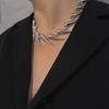 Stainless Steel Necklace Hiphop Punk Silver Color Rivet Chain Choker Necklace for Men Women Exaggerated Thorn Jewelry Gifts