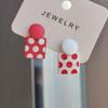 Винтажные милые геометрические асимметричные серьги в горошек женские серьги-гвоздики контрастного цвета