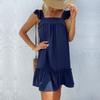 Повседневное праздничное пляжное платье с открытой спиной, летнее короткое темно-синее платье с квадратным вырезом и оборками 2023 года, свободные сексуальные платья без бретелек, Vestidos 26010