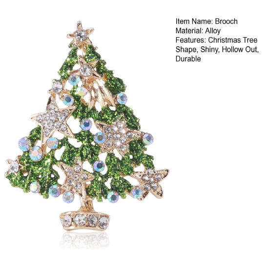 Рождественская брошь со стразами, портативные антикоррозийные ювелирные изделия, устойчивые к коррозии, высококачественная блестящая форма рождественской елки