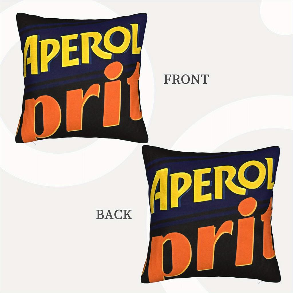 1Pc Aperol Spritz Themed Decorative Cushion Cover - Italian Aperitivo With Iconic, Zipper Closure, Machine & Hand Washable Sofa