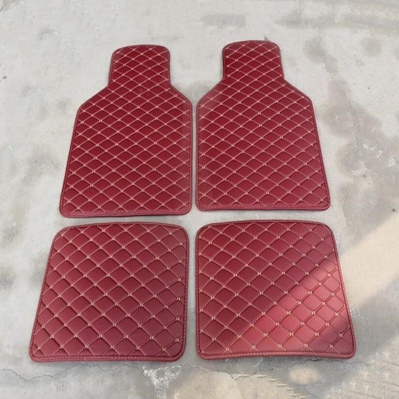 4pcs Universal Leather Car Floor Mat Car-Styling Interior Accessories Mat Floor Carpet Floor Liner Waterproof Foot Pad