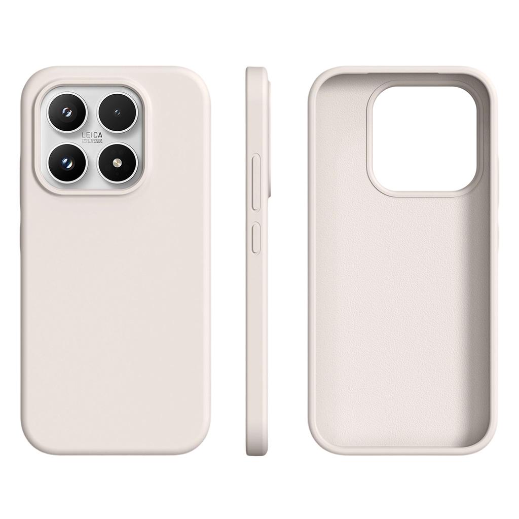 For Xiaomi 17 Case Ultra Thin Liquid Silicone + PC Phone Cover with Camera Touch Control Button