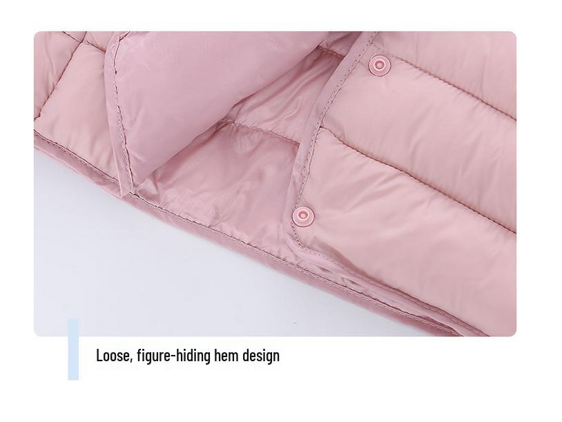 2025 Women's Lightweight Down Jacket: Short Style, Two-Way Round/V-Neck, Perfect for Autumn & Winter