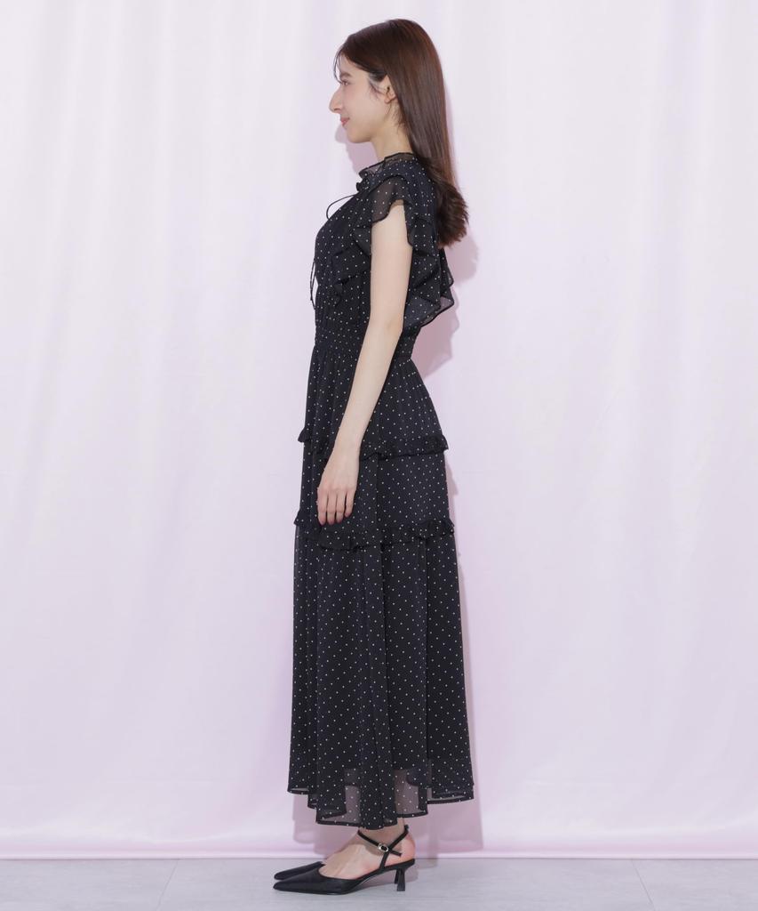 Платье с ярусными оборками [JILL JILLSTUART] [Черный в горошек/FR]