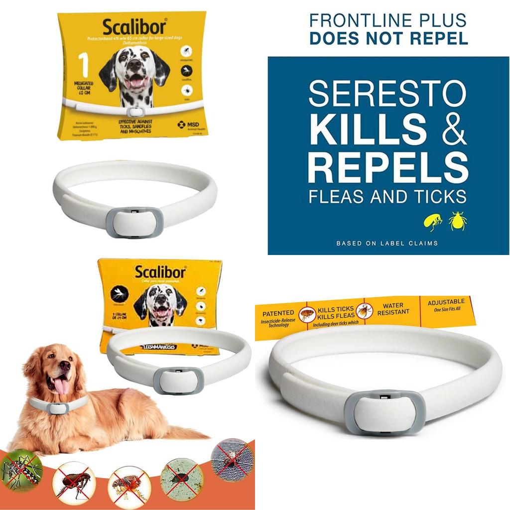 Регулируемый ошейник от блох и клещей для собак из материала TPR