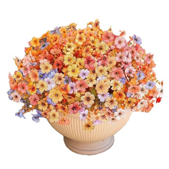 12 пучков искусственных цветов для улицы, разноцветная ипомея с эвкалиптом, устойчивый к УФ-излучению искусственный шелковый цветок для весны и лета, для дома, кашпо, крыльца