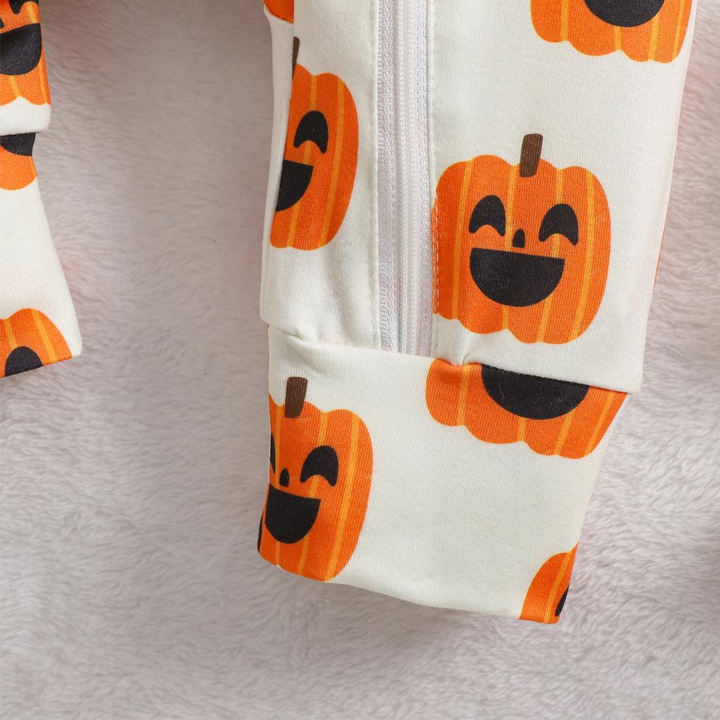 Комбинезон на молнии с рисунком тыквы для мальчиков и девочек, комбинезон с шапочкой