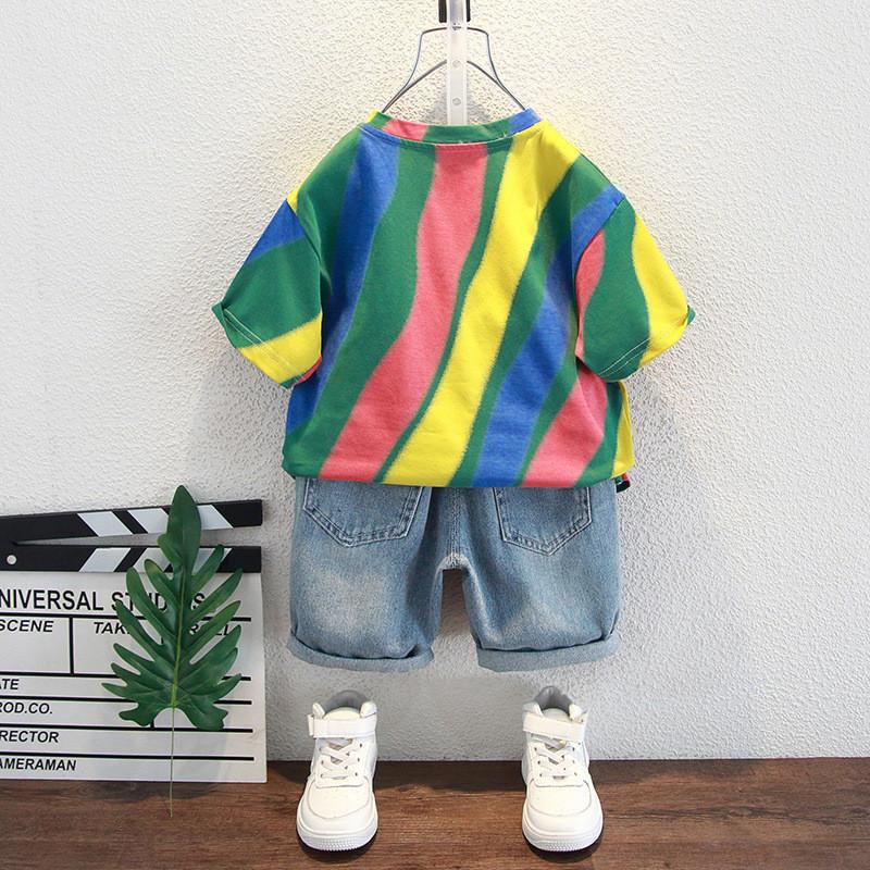 Stylish Boys Summer Outfit Set 2024 Trendy Short Sleeve T-shirt And Shorts For Kids Age 3 To 8 Years