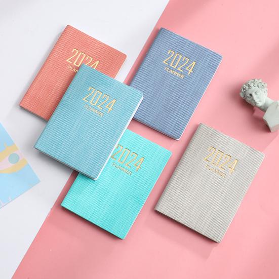 A7 2024 английский планировщик из искусственной кожи в твердом переплете, 180 страниц, водостойкая бумага, мини-журнал, карманный блокнот для молочных продуктов, студенческие принадлежности