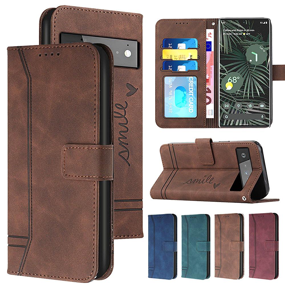 Anti-Fingerprint Matte Leather Wallet Case for Moto LG Nokia Sony Card Holder Flip Cover for Google OPPO OnePlus VIVO Handstrap Phone Case