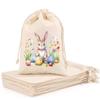 12pcs Easter Burlap Candy Bags Bunny Pattern Linen Treat Gift Bags for Easter Kids Cookies Snack Pack Bags Party Decorations