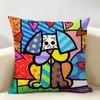 BBritto Art Design Abstract Cushion Cover Natural Linen Organic Fabric DoubleSided Printing Room Sofa Decor Pillow Case