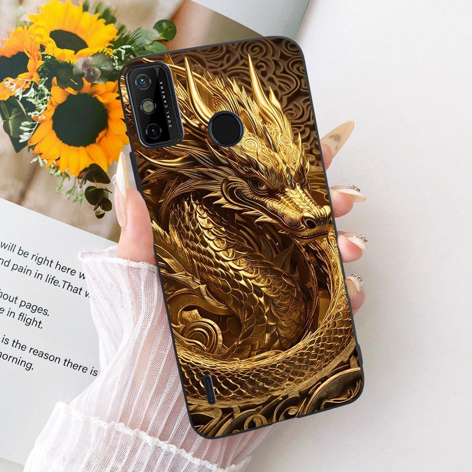 Для Tecno Spark Go 2020 / Spark 6 Go KE5j KE5k KE5S Чехол для телефона с рисунком «Крутой Дракон и Тигр» Черный Силиконовый Мягкие Чехлы