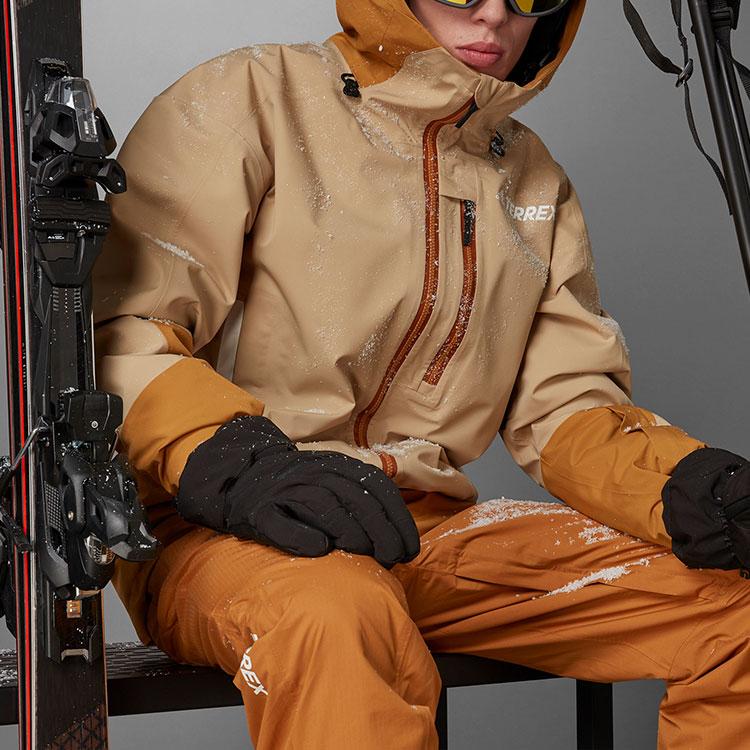 adidas Terrex Mys In Jack2l Letter Print Hooded Ski Cotton Jacket Men Jacket Yellow GT2803