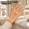 Integrated Bracelet Ring Golden Hand Chain for Women, Metal Butterfly Tassel Dainty Harness Jewelry with Finger Ring, Chic Accessory