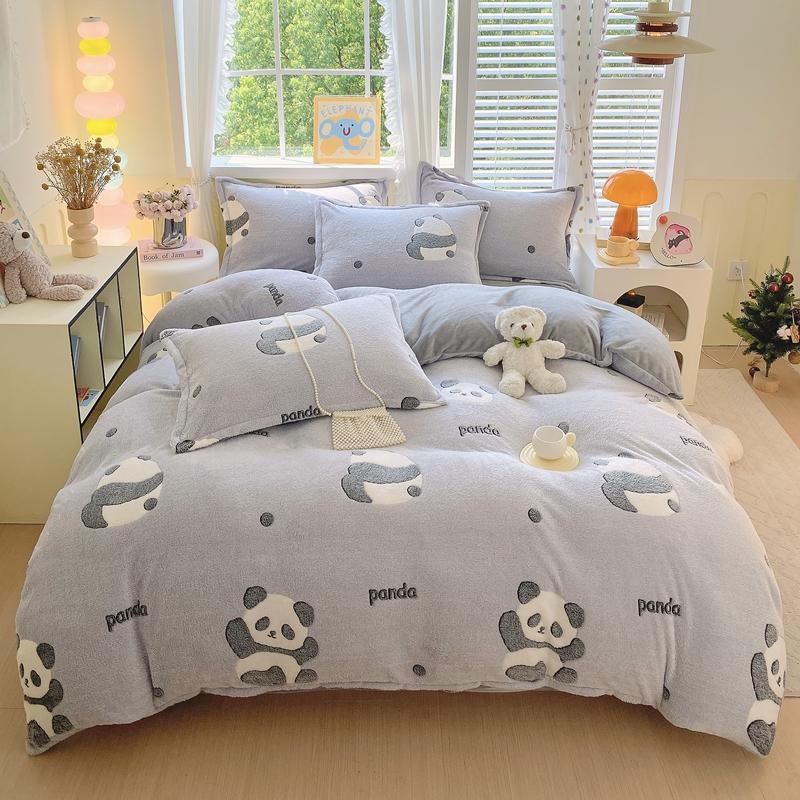 Pink Thick Fleece Flower Duvet Cover For Girls Winter Warm Flannel Quilt Cover 1Pc 150Cm Size Girls' Bedding Funda Nordica Cama