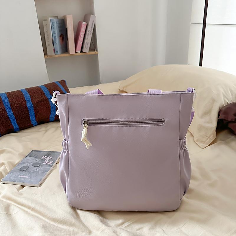 Contrast Color Student Shoulder Bag Girl's Large Capacity Crossbody Tote Bag