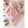 Two-Piece Girl Sweet and Gentle Spring/Autumn New Butterfly Print Letter Hoodie Sweatshirt and Pants Set, Perfect for Outdoor, Knit